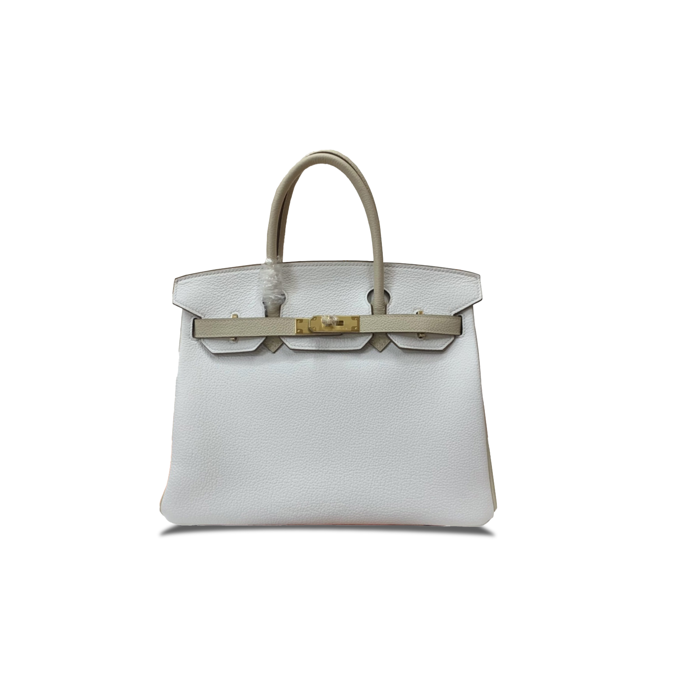 HERMES BIRKIN 30 TOGO LEATHER PURE WHITE MILKSHAKE WHITE GOLD BUCKLE HANDBAG 90252991 (30*23*15cm)